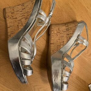 Charles by Charles David Metallic Silver Heeled Sandals - Size 10